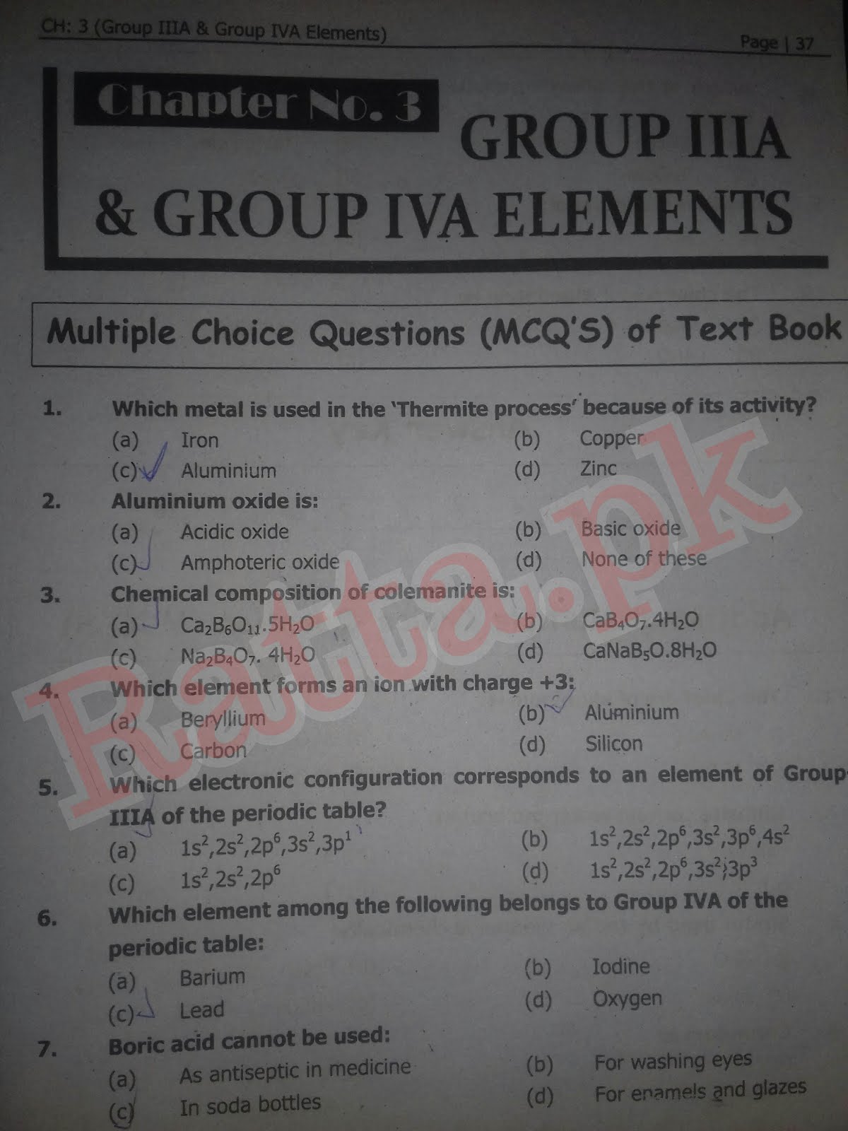 2nd Year Chemistry Chapter 3 mcqs