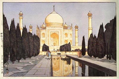 スフィンクスも描いた？明治の画家、吉田博の美しい新版画【a】　Taj Mahal no. 1