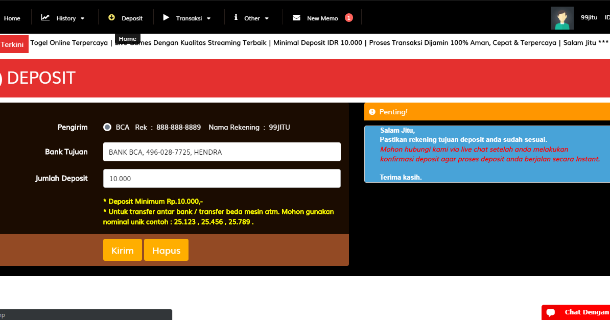 Bandar Togel Dan Live Casino Online Terbaik Cara Melakukan Deposit Di 99jitu