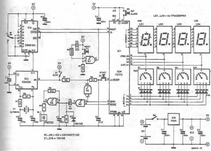 Electronic Timer with display circuit - Simple Schematic Collection