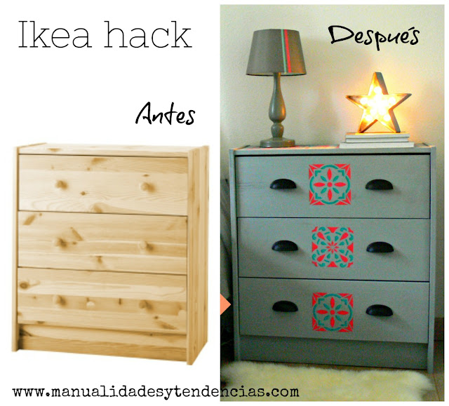 Antes y después de decorar una cajonera de pino de Ikea