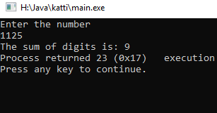 C Program to find the sum of digits in the given number