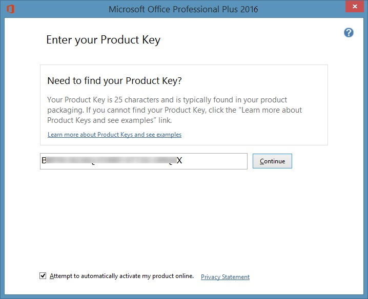 how do i enter microsoft office product key 2016
