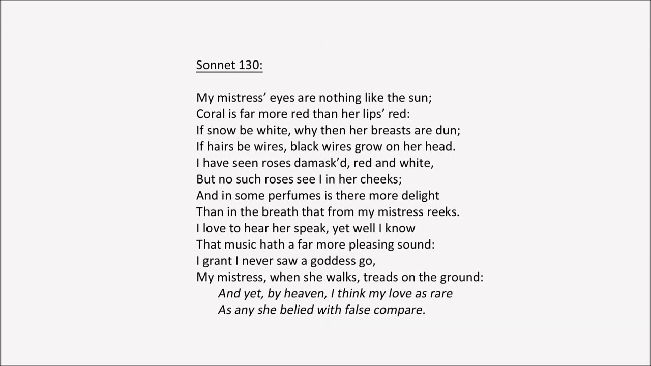 school sonnet examples by students