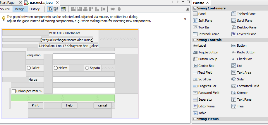 Resta Junior Blog: Membuat struk melalui java jframe (Radio button ...