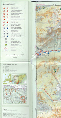 Triglav 1 to 25000 map we used during the hike. Map can be bought at most mountain huts.