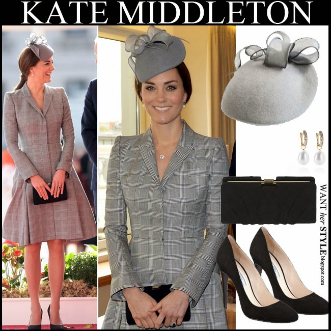 WHAT SHE WORE Kate Middleton in grey Alexander McQueen coat with black