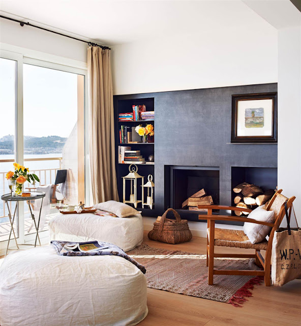 Decoração com azul marinho, casa de praia, casa confortável. Blog Achados de Decoração