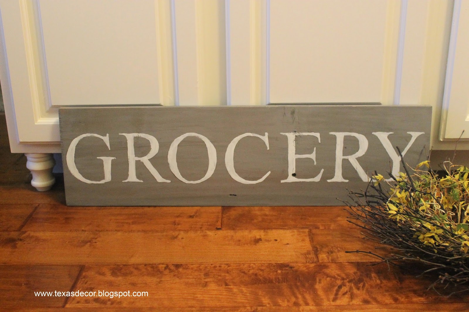 wooden grocery sign for kitchen
