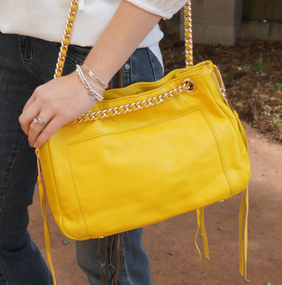 Rebecca Minkoff canary yellow swing bag cross body fringe purse