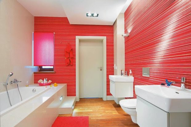 Diseños de baños en color rojo - Colores en Casa