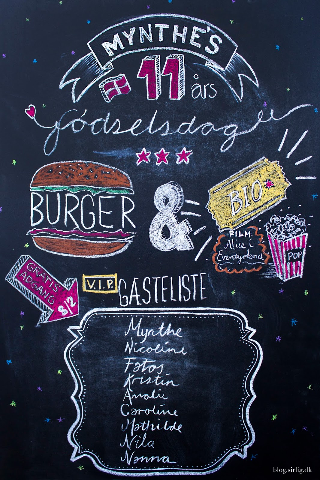 Print-selv-invitationer til "Burger & bio" — Sirlig