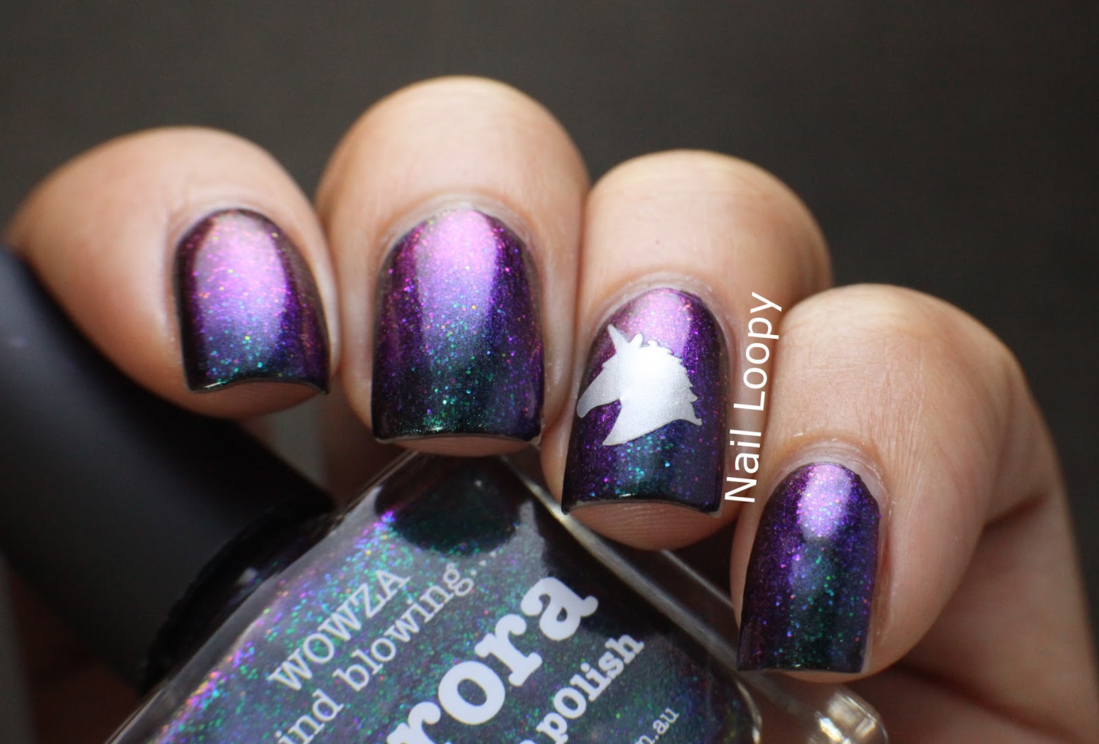nail loopy MAGICAL UNICORN NAILS WITH PICTURE POLISH AURORA