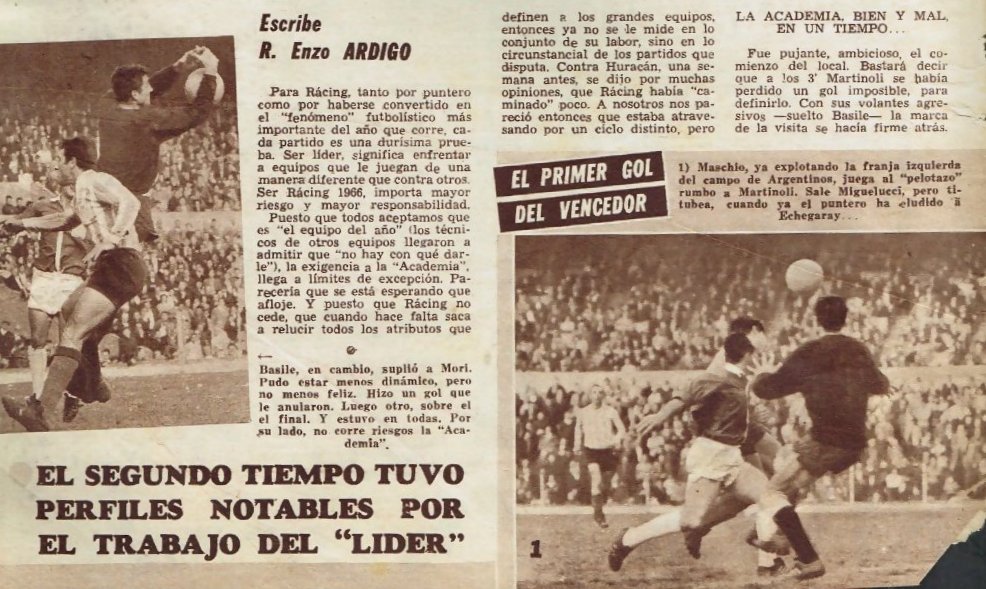 Racing Club 1966 Primera División 29ª fecha