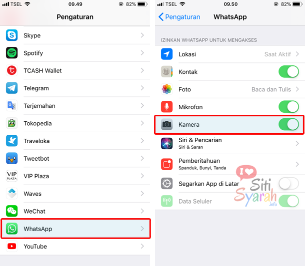 whatsapp tidak bisa akses kamera di iphone