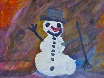 Wasserfarbenbild mit Schneemann
