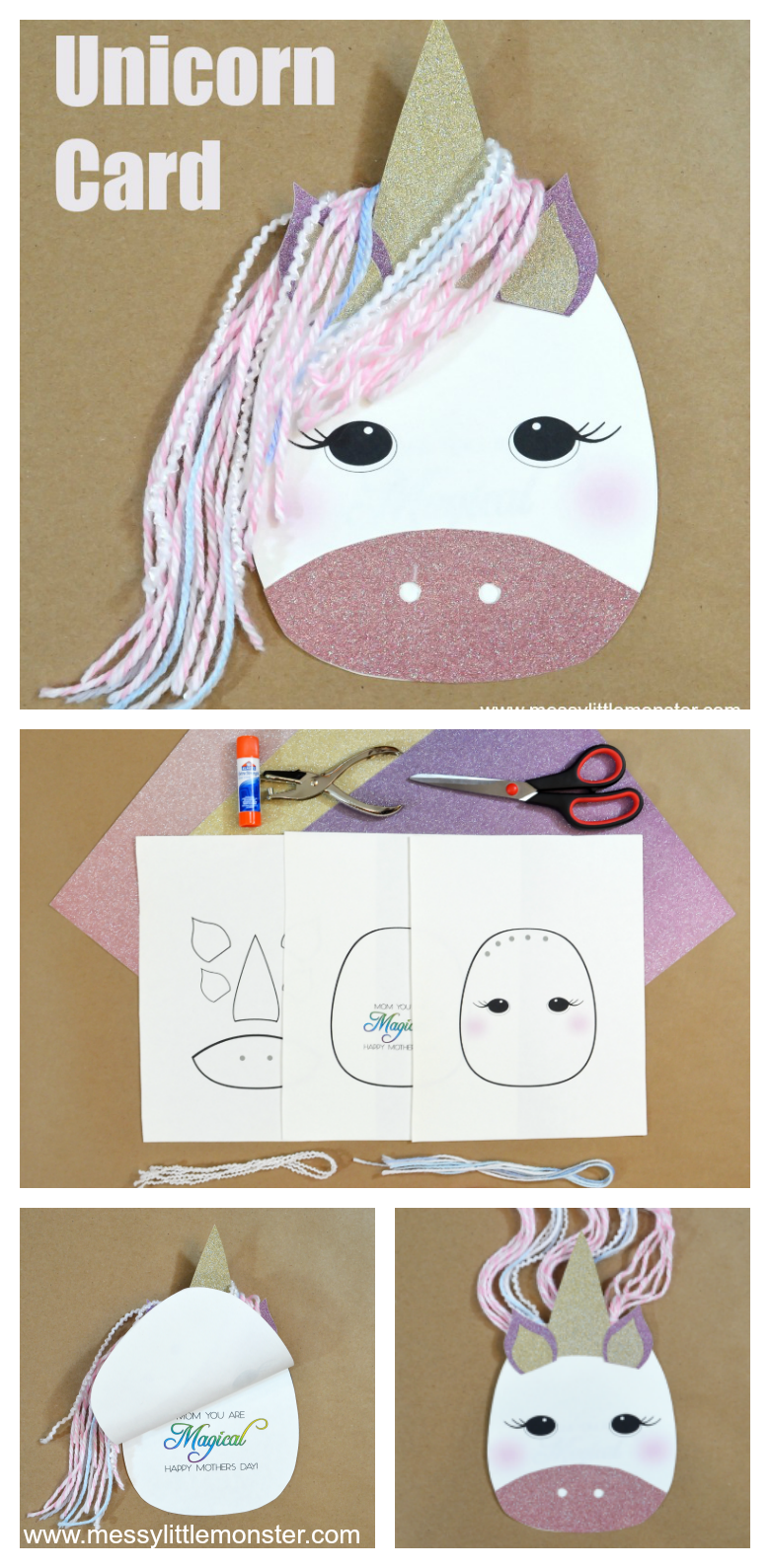 Childrens Unicorn Card Making Crafts Make your own Gift Present Stocking Filler 