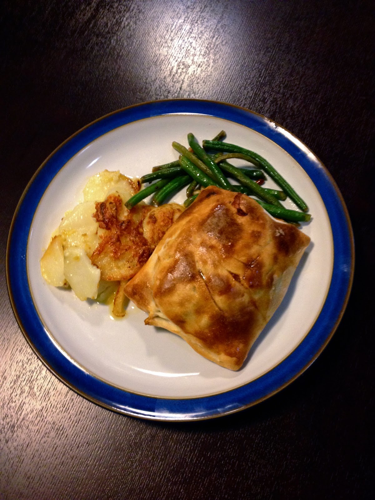 Rachel Allen's Beef Wellington, dauphinoise potatoes and green beans