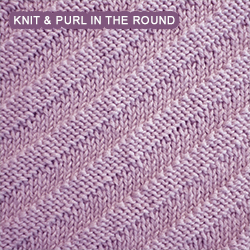 [Knit and Purl in the round]  This easy-to-follow pattern produces a charming diagonal purl ridge fabric