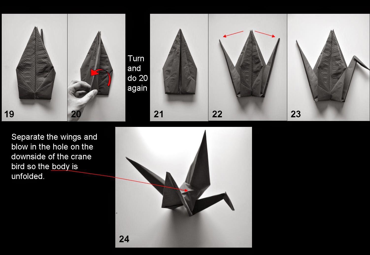 Angelica's Handicrafts Napkin Folding Origami Crane