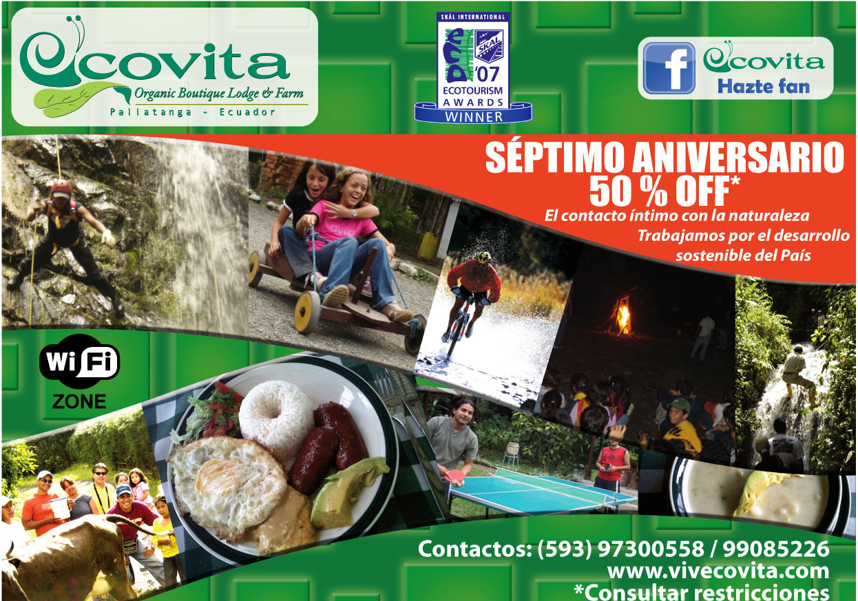 ECOVITA ORGANIC LODGE AND FARMECUADOR ECOVITA SEPTIMO ANIVERSARIO 50 OFF