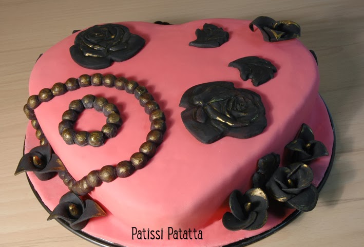 cake design, gâteau 3D, pâte à sucre, gumpaste, fondant, baroque cake, pink and black cake