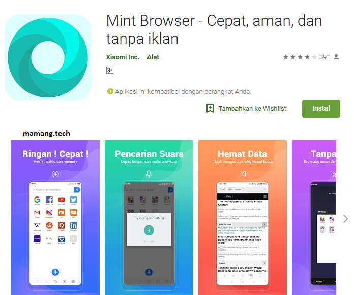 Kelebihan Aplikasi Mint Browser dari  Browser Lain vanszeve