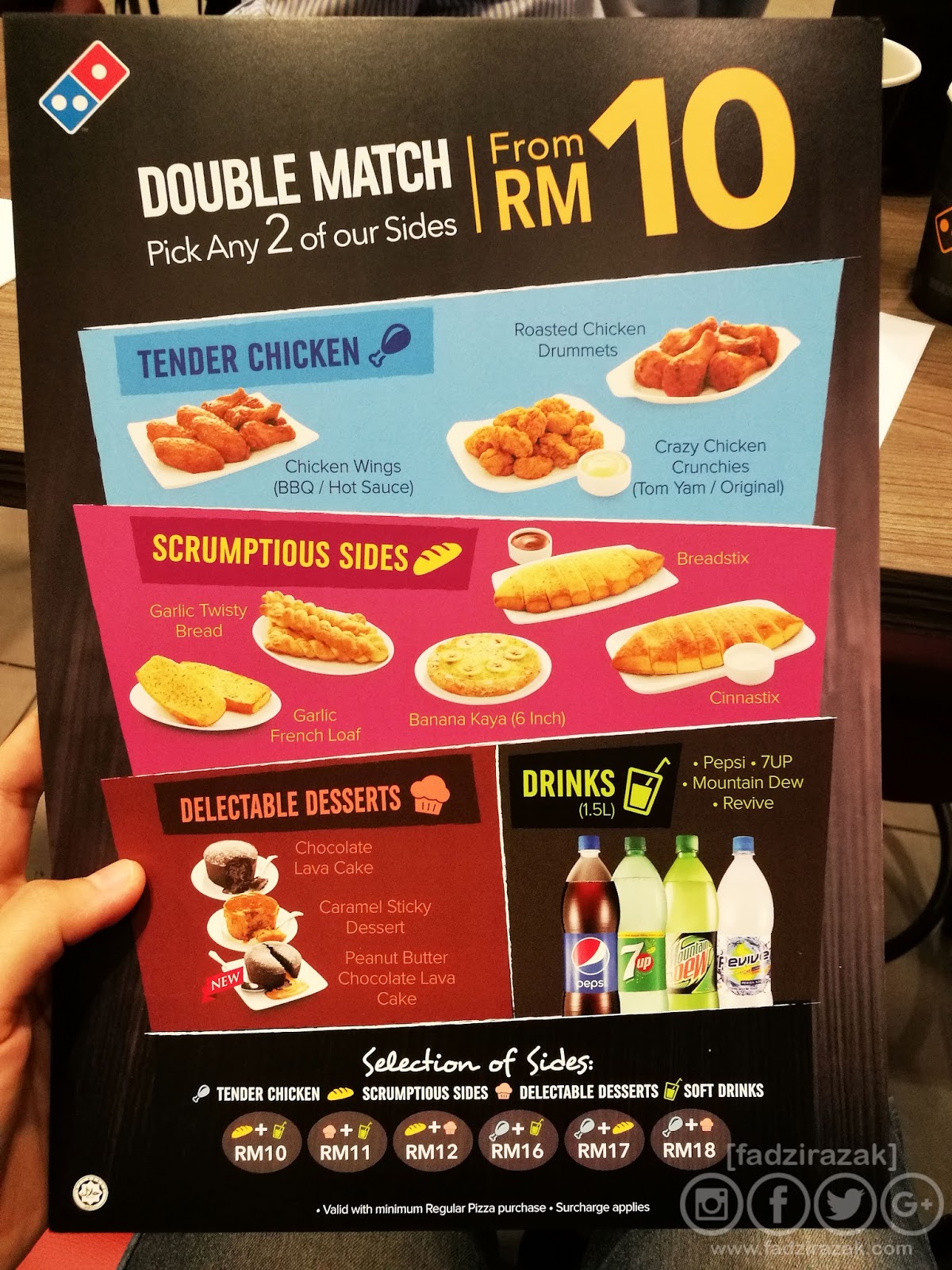 Domino's Pizza Double Match Beli 2 Side Dishes Dengan Harga RM10 Saja