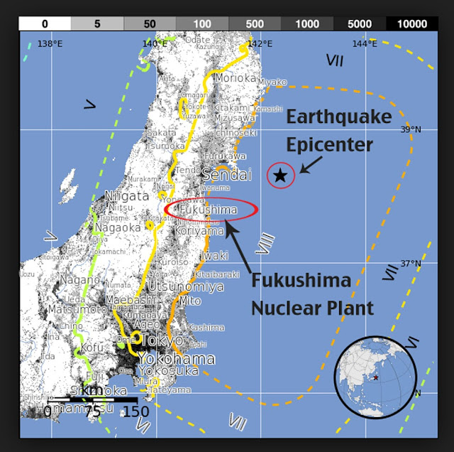 map of Fukushima Prefecture and earthquake epicenter
