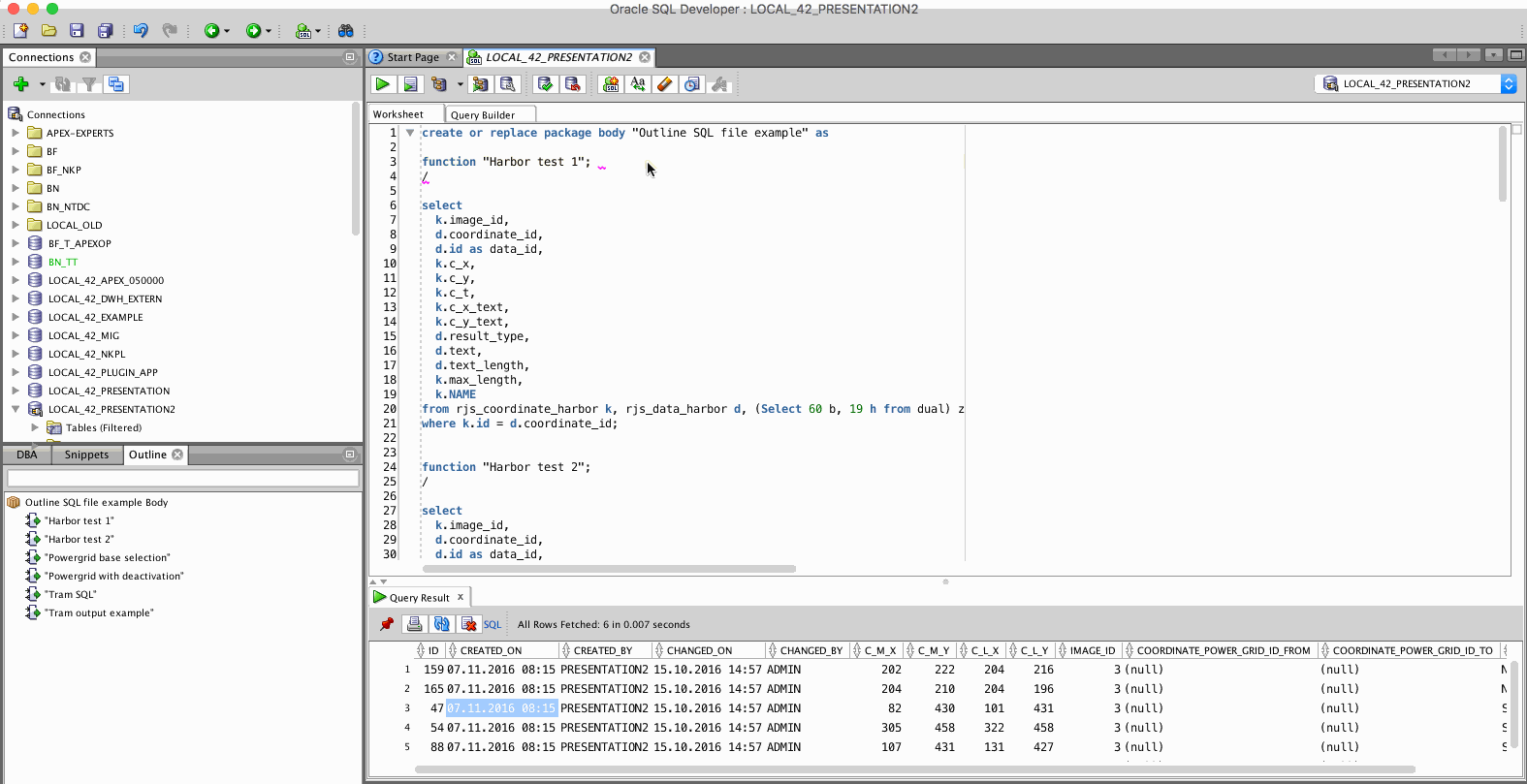 SQL Developer Quick Outline with SQL statements APEXATWORK by