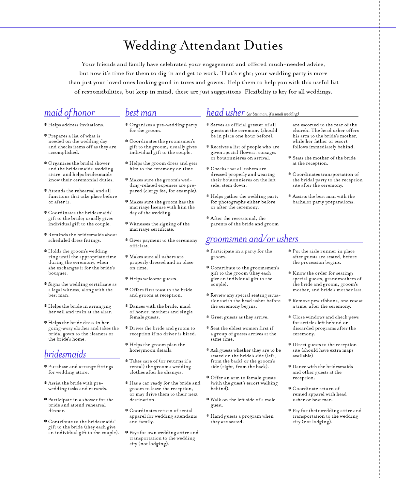 Printable Wedding Roles List Prntbl concejomunicipaldechinu gov co Printable Wedding Roles List Prntbl concejomunicipaldechinu gov co