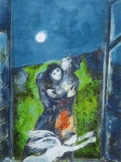 Chagall amanti al chiaro di luna