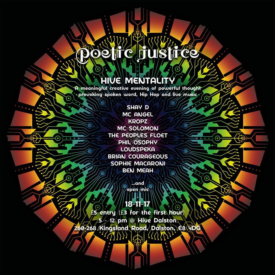 POETIC JUSTICE, LONDON, THIS SATURDAY Mark Devlin