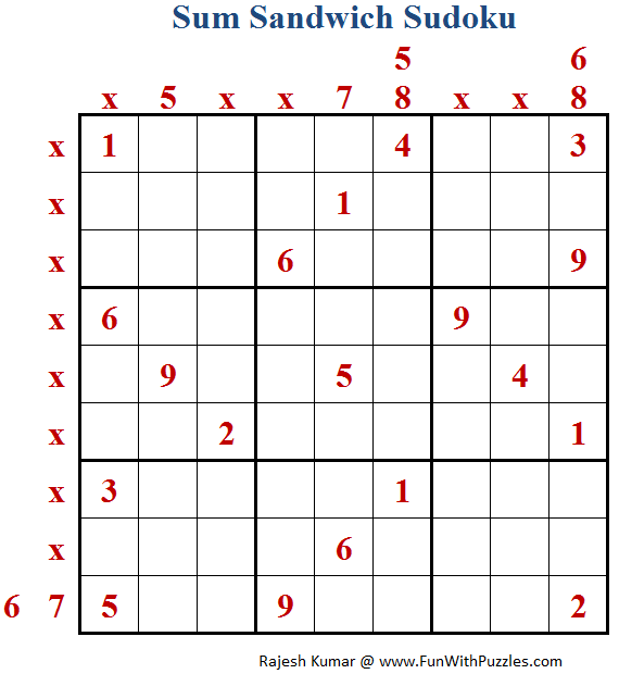 Sum Sandwich Sudoku Fun With Sudoku 173