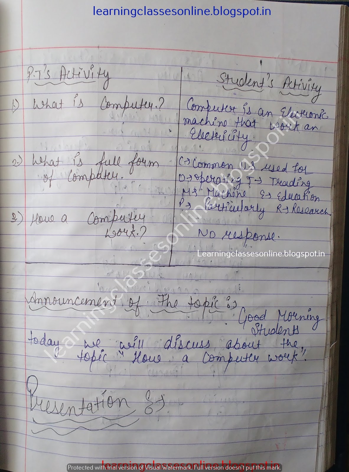 Example Of Lesson Plan In Computer Subject,
