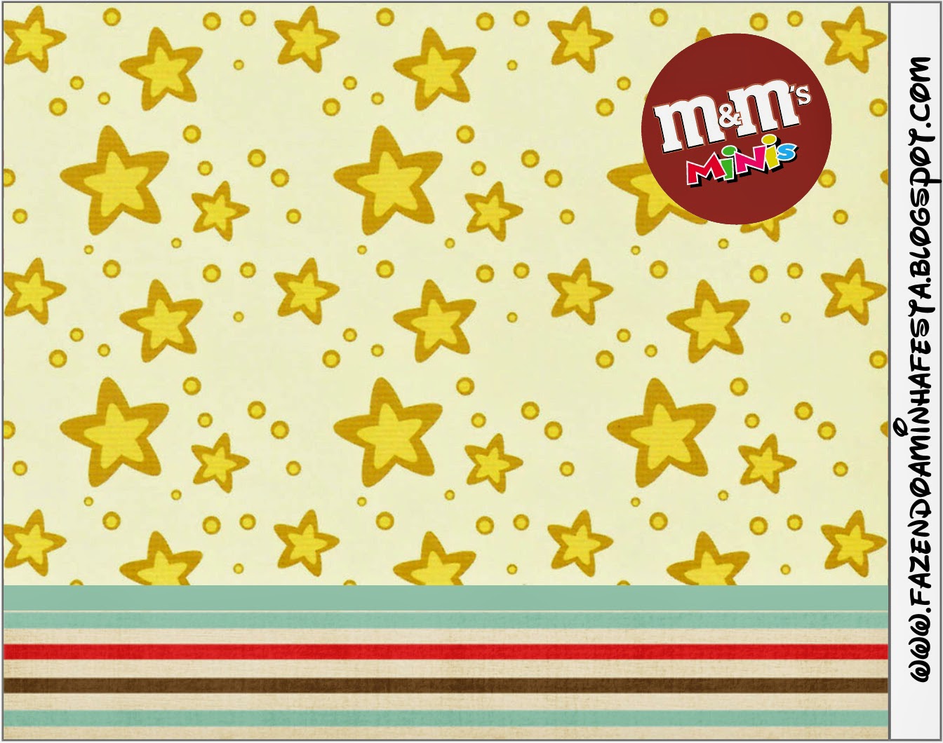 Estrellas Doradas y Rayas de Colores: Etiquetas para Candy Bar para Imprimir Gratis. Etiqueta M&M para Imprimir Gratis de Estrellas Doradas y Rayas de Colores.