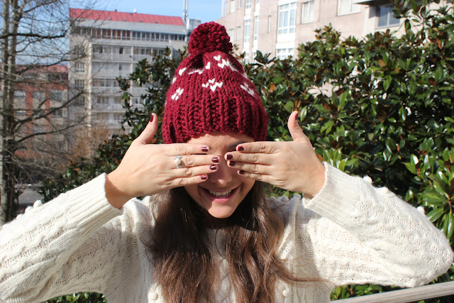 DIY gorros de lana dos agujas