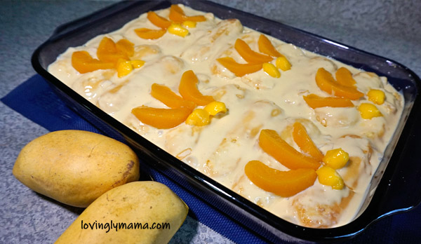 peach mango ice box cake recipe - merzci pasalubong brojas - filipino dessert - homecooking 