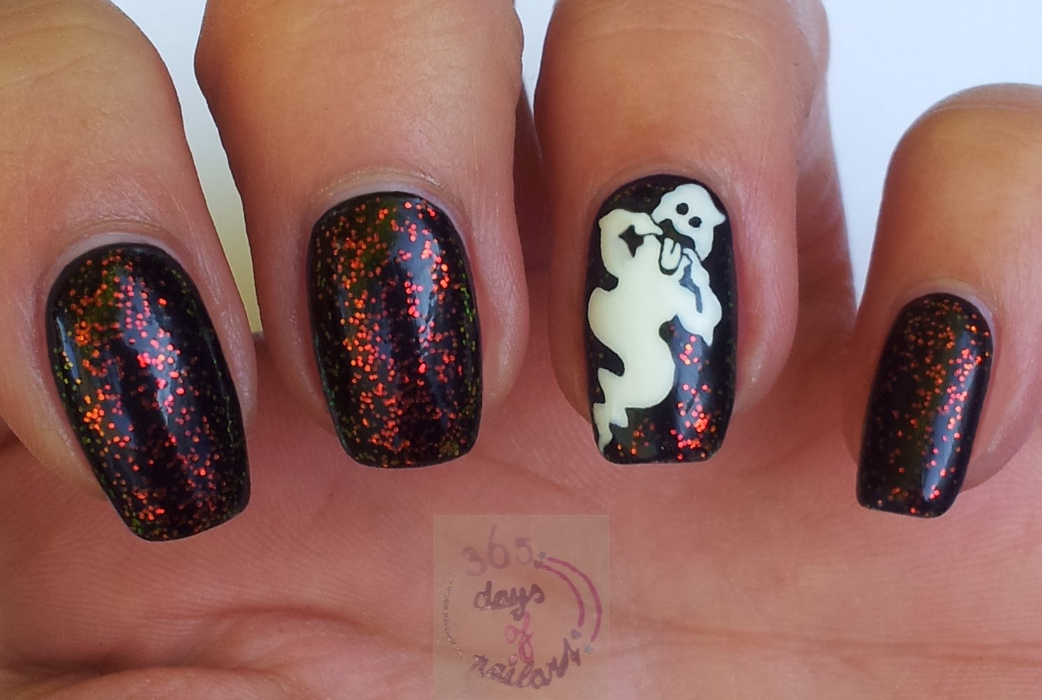 1. Easy Halloween Ghost Nail Design Tutorial - wide 7