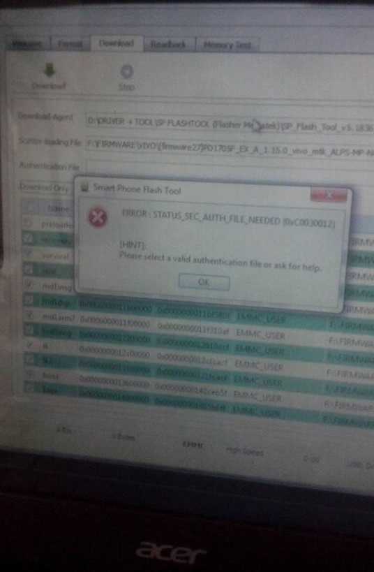 Status sec auth file needed 0xc0030012. Brom cmd fail
