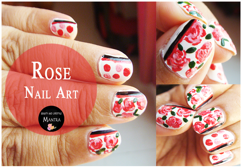 Rose Flower Nail Art