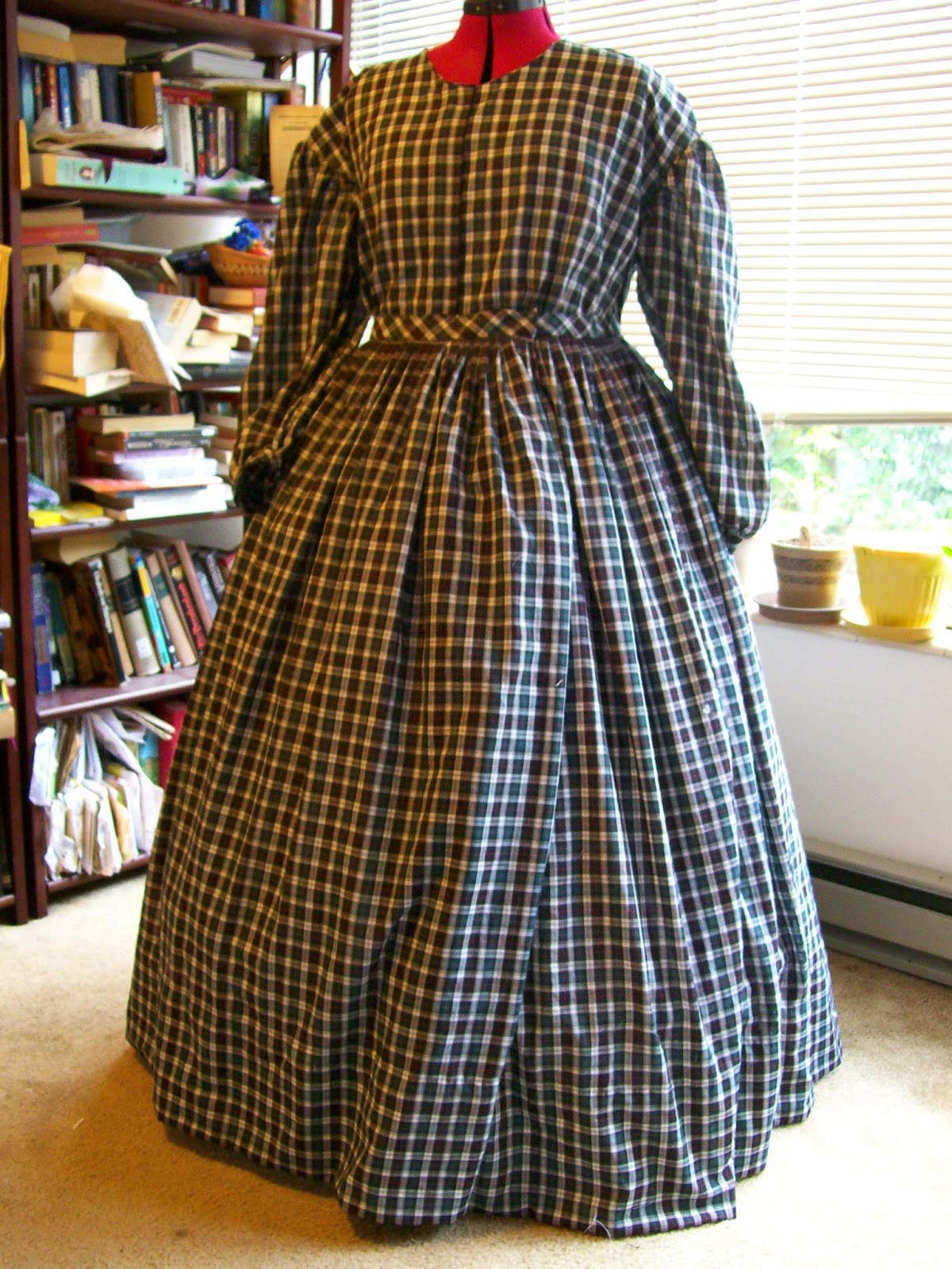 Black Plaid Cotton Dress, earlymid 1860s Beth's Bobbins