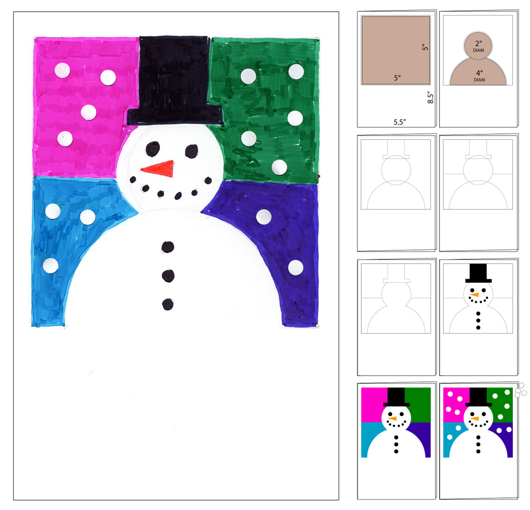 Snowman Paper pieced quilt block pattern by PieceByNumberQuilts
