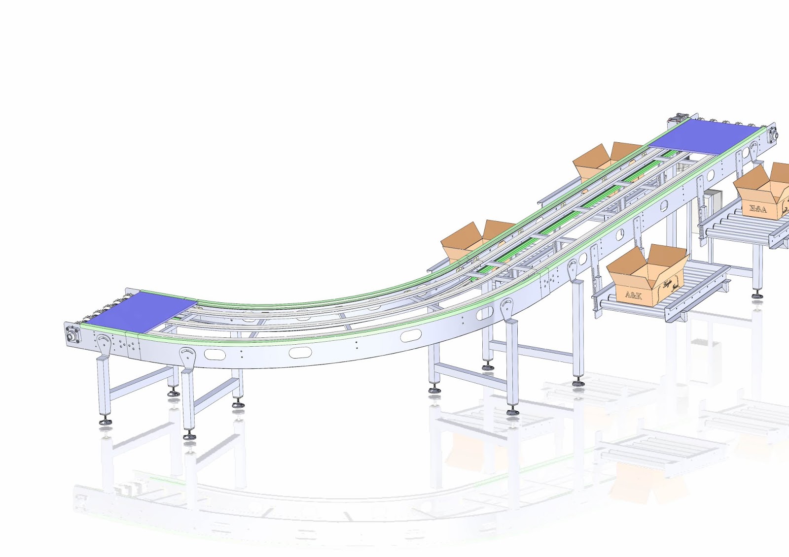 Modular Curve Conveyor Belt width 600mm Download free 3D cad models 100119