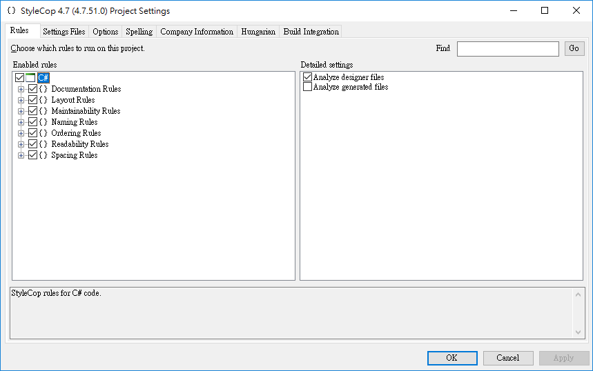 C coding style 檢查工具 StyleCop