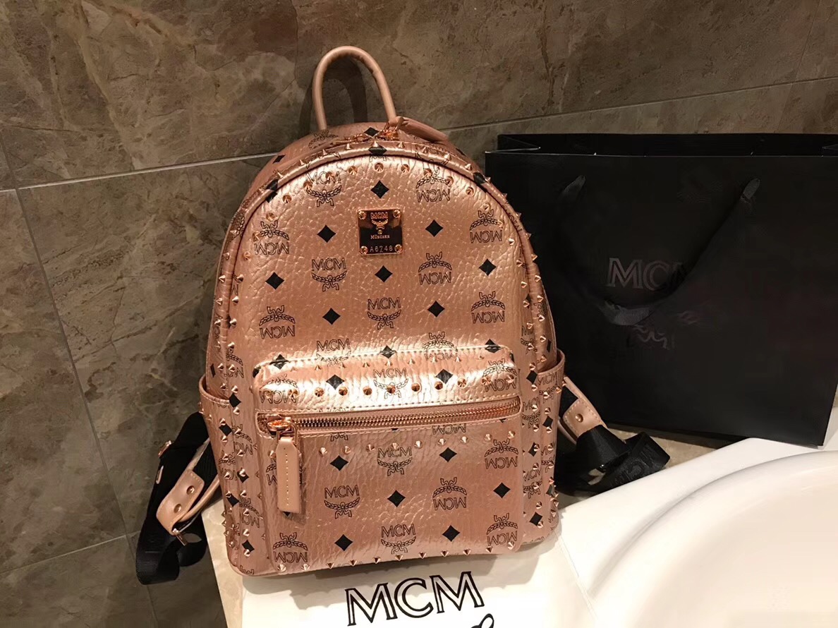 mcm rose gold backpack