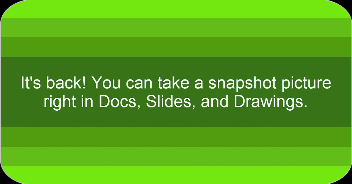 Time to Talk Tech It's back! You can take a snapshot picture right in