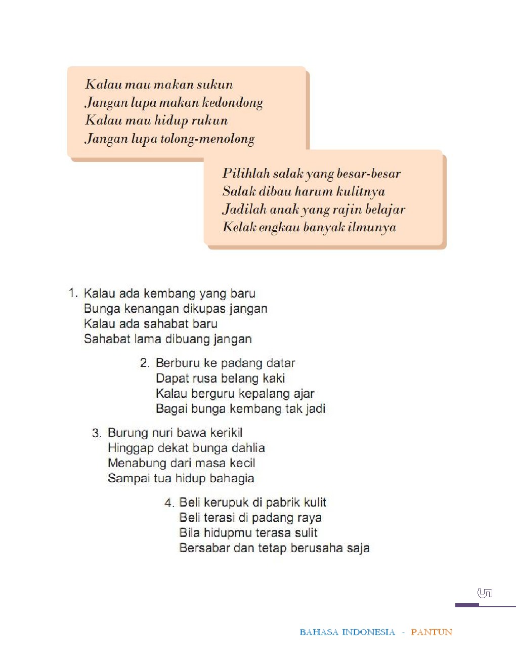 Bhs Indonesia Semester 2 Bab 8 Sd Kelas 4 Bermacam Pantun