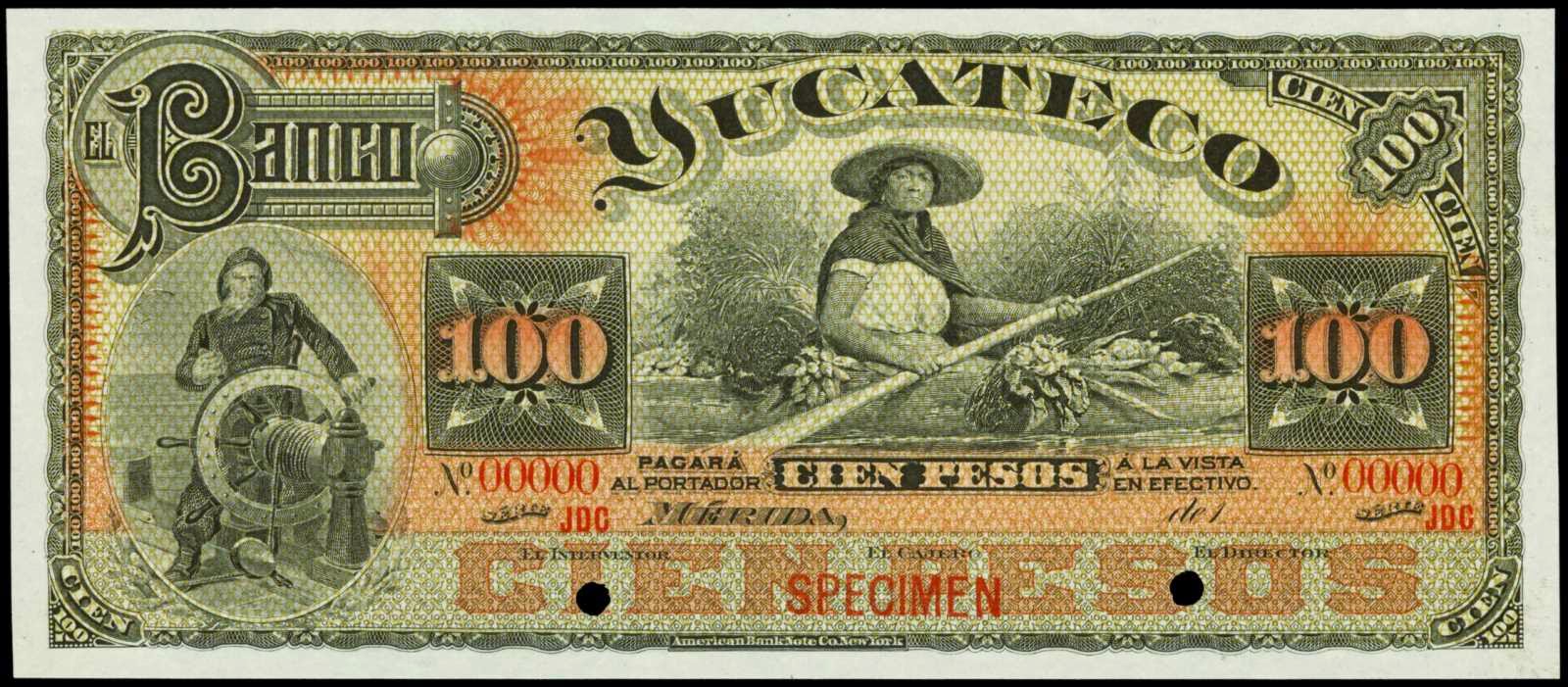 Mexico Banknotes 100 Pesos note Banco Yucateco
