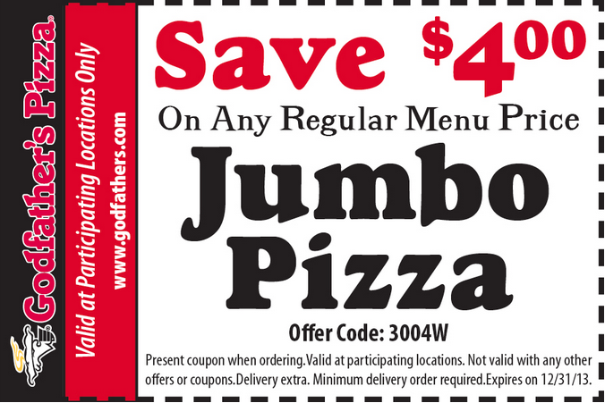 Performance Codes Online & InStore Coupon Godfather's Pizza, Save 4.